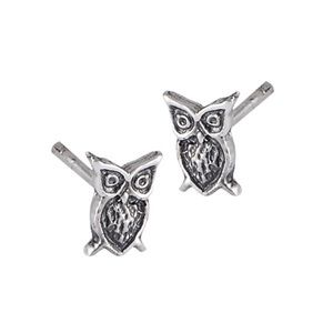 Sterling Silver Owl Stud Post Earrings